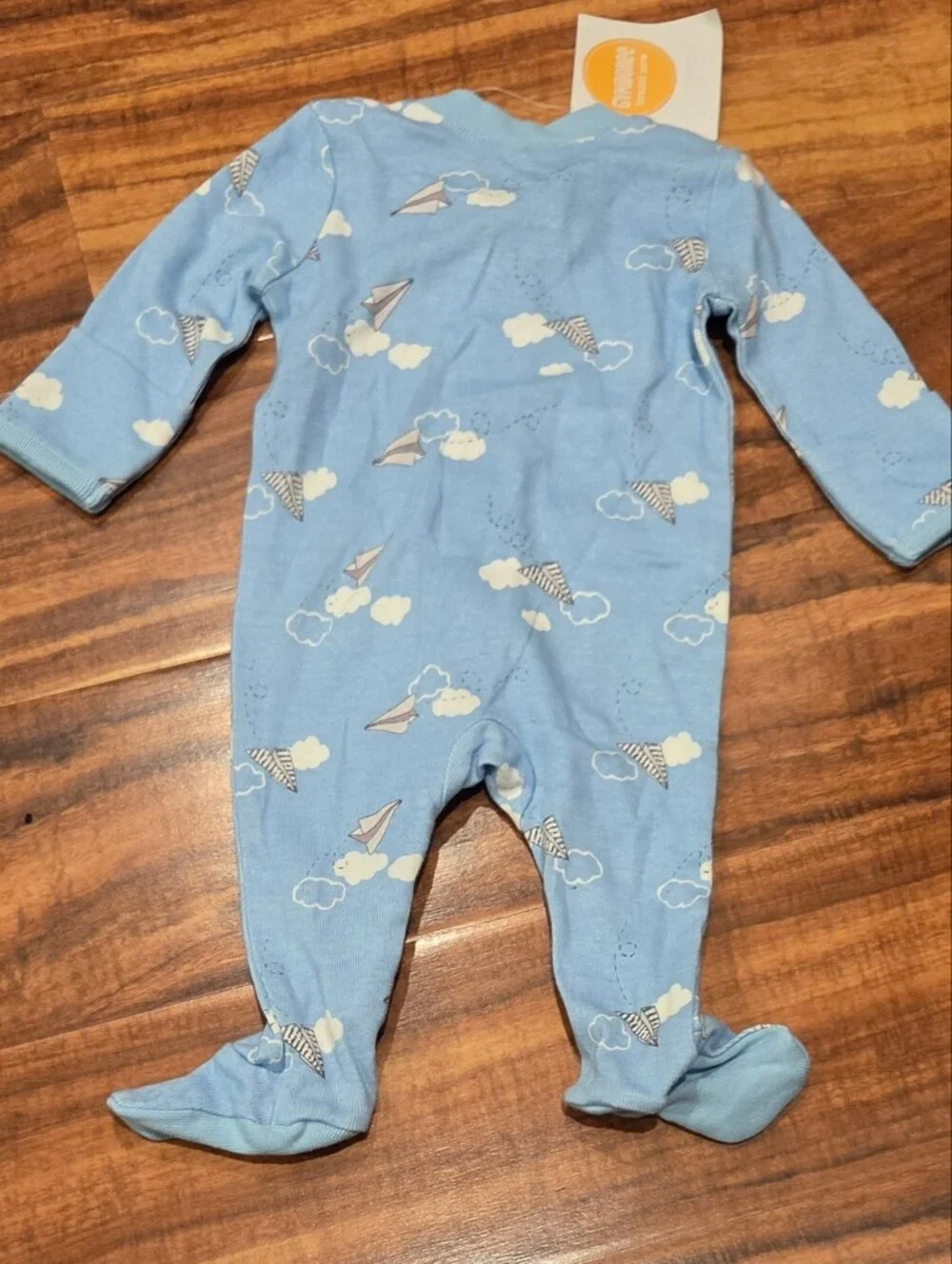 Gymboree NWT Newborn Blue Paper Airplane Footie Romper, Hat and Bib